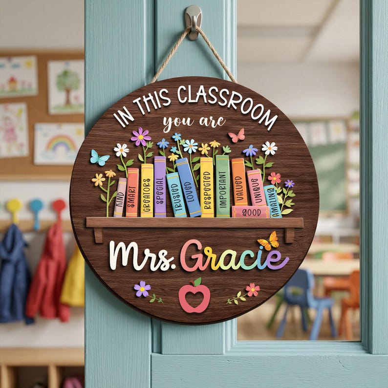 Personalized Teacher Door Sign, Custom Classroom Welcome Sign, Teacher ...
