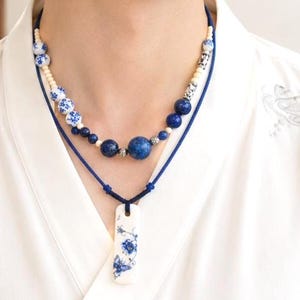 Whispers of Blue Porcelain Necklace