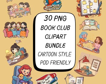 Buch Club Clipart Bundle | Lesende Mädchen PNG Set (Digitaler Download)
