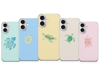 Etui na telefon z motywem żółwia morskiego i muszli morskiej do iPhone'a 17 16Pro 15 14 13 12 Samsung S25 S24 S23 S22 A16 A56 A55 Pixel 10Pro 9Pro