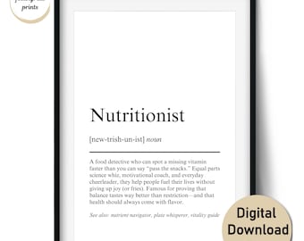 Nutritionist Definition Print – Gift for Dietitians and Wellness Professionals – Wall Art & Cards (Digital Download, Commercial Use)