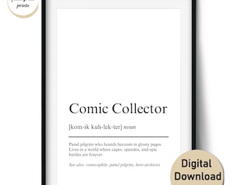 Comic Sammler Definition Print – Lustiges Geschenk für Comic Fans und Sammler – Kunst und Karten (Digitaler Download)