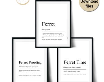 Ferret Definition Bundle – Funny Ferret Lover Gift Set for Exotic Pet Owners – Wall Art & Cards (Digital Download, Commercial Use)