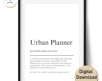 Urban Planner Definition Print – Funny Gift for City Planners and Urban Designers – Wall Art & Cards (Digital Download, Commercial Use)