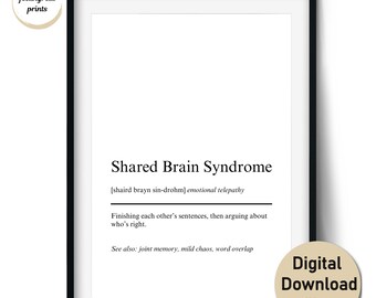 Lámina con la definición del síndrome del cerebro compartido – Arte de pared divertido para parejas y regalo para relaciones – Arte de pared y tarjetas (Descarga digital)