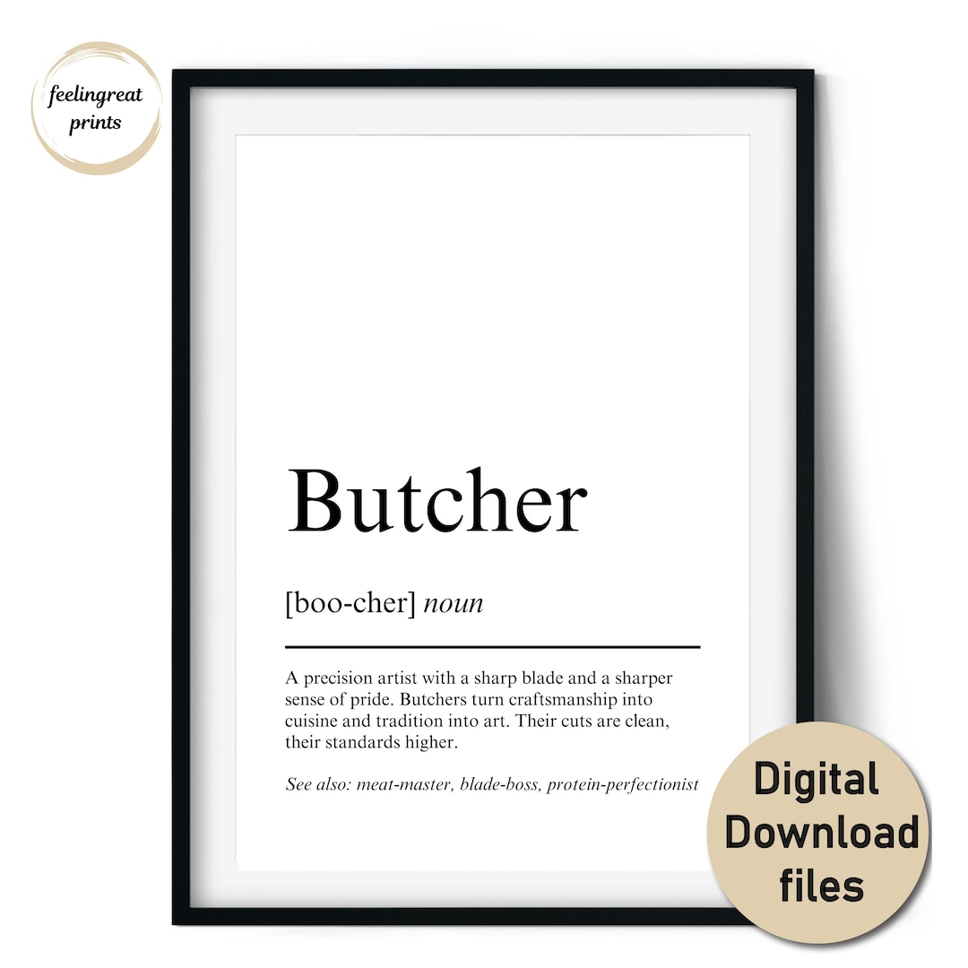Butcher Definition Print – Funny Gift for Meat Lovers and BBQ Pros ...