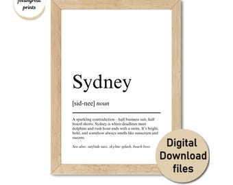 Sydney Definition Print – Funny Gift for Australia Lovers and