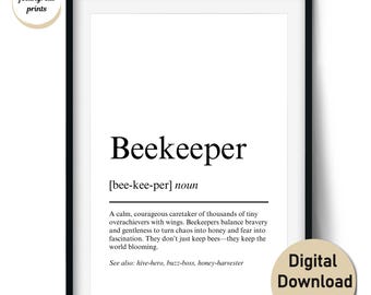 Impresión con la definición de apicultor: regalo divertido para apicultores y amantes de las abejas. Arte mural y tarjetas (descarga digital, uso comercial).
