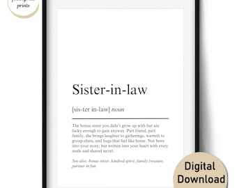 Schwägerin Geschenke, lustige Schwägerin Definition Print, beste Schwägerin Wandkunst & Karten (digitaler Download, kommerzielle Lizenz)