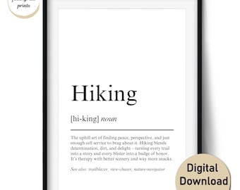 Hiking Definition Print – Funny Gift for Hikers and Outdoor Adventure Lovers – Wall Art & Cards (Digital Download, Commercial Use)