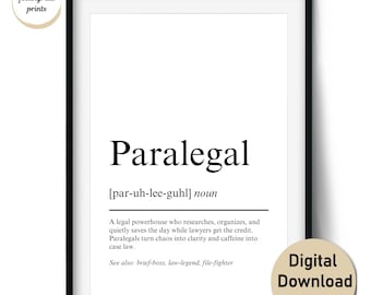 Paralegal Definition Druck – Lustiges Geschenk für Kanzlei-Profis – Wand Kunst & Karten (Digitaler Download, Kommerzielle Nutzung)