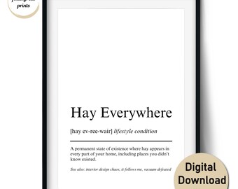 Hay Everywhere Definition Print – Funny Guinea Pig Wall Art and Gift for Pet Owners – Wall Art and Cards (Digital Download, Commercial Use)