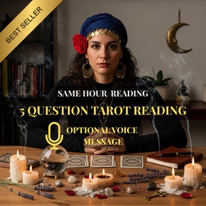 5 Question Tarot Reading, Same Hour Psychic Reading, Love Tarot Reading, Career Reading, Clairvoyant Medium Future Reading & Spiritual Guida