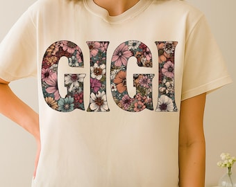 Gigi Floral PNG, Abuela Groovy Png, Gráfico de Flor de Mamá, Abuela Retro PNG, Diseño Lindo de Gigi Groovy, Camisa de Flores de Abuela PNG