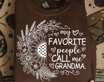 Mis personas favoritas me llaman abuela PNG, Abuela con un lindo girasol PNG, Diseño de abuela para el Día de la Madre PNG