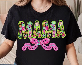 Retro mama bloem png, preppy coquette floral mama ontwerp, glitter mama png, schattige mama bloem png, cadeau voor moeder sublimatie