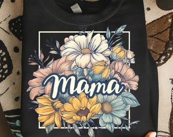 Mama bloemen png, Groovy Mama-sublimatie, schattige strikcoquette png, Moederdag, png, cadeau-shirtontwerp