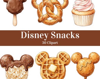 Colección de snacks Disney - Lindos gráficos de comida con ratones PNG - Dulces snacks para manualidades, pegatinas y diseño digital