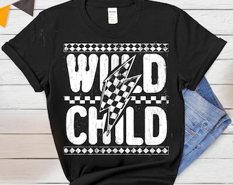 Wild Child Shirt Png, Toddler Lightning Png, Cute Kids Sweatshirt Design, Sublimation and Cut File