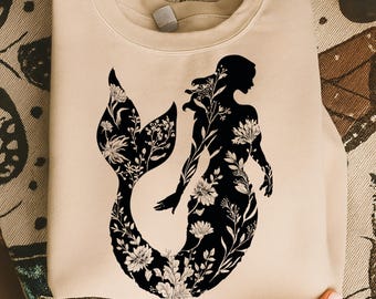Cute Mermaid Png / Fancy Flourish Mermaid Design / Sea Beach png / Commercial Use Cut File / png Digital Download