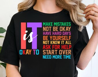 Be Yourself Png, Retro It’s Okay to Make Mistakes Png Quote, Mental Health Motivation Png Design, Sublimation Download