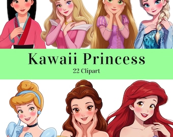 Kawaii Princess Collection, Mouse Ears PNG Bundle, Sparkle Glitter Artwork PNG Stickers, Theme Park Shirt Design, Digital Download