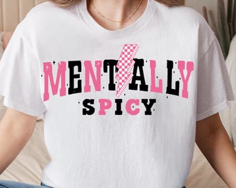 Spicy Mindset Sarcastic PNG, Retro Snarky Checkered Design, Sassy Mental Health Humor Png, Trendy Leopard Print Mom PNG, Funny Womens Png