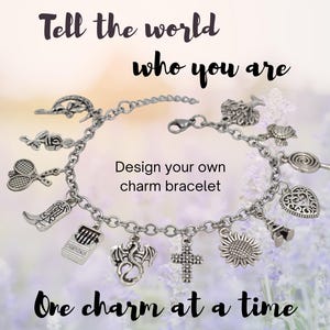 Build your own charm bracelet - personalize and choose your charms - stainless steel - unique custom birthday or Christmas gift idea