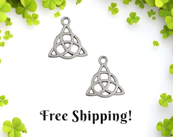 1, 5 or 10 Celtic Triangle Knot Charms - Triquetra or Trinity Knot for jewelry, crafts, & bracelets - Celtic symbol - antique silver color