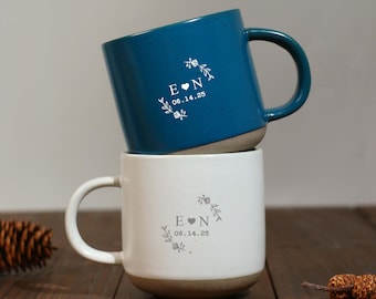 Custom Mr & Mrs Coffee Mug, Personalized Engagement Pottery Mug, Unique Wedding or Anniversary Mug, New Wedding Gift For Couple