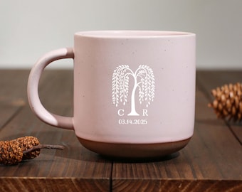 Graverad Willow-mugg för 9-årsjubileum, personlig keramikmugg för bröllop, presentidé för 9-årsjubileum, presentidé för make