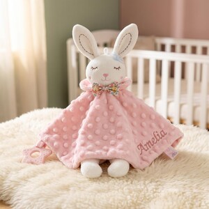 Custom Name Minky Dot Baby Lovey, Sensory Security Blanket, Baby Shower Gifts