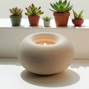 Nordic White Ceramic Candle Holder: Minimalist Tabletop Decor