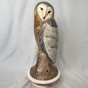 Handmade Ceramic Owl Sculpture – &quot;Smile&quot; – 47cm Decorative Figurine – Traditional Iznik Style Pottery Art