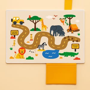 Tapete de juego de bolsillo Safari para niños / Juguete de viaje para niños pequeños amantes de los animales y para comer fuera