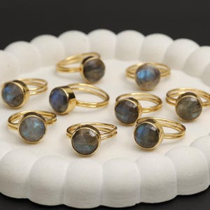 Wholesale Natural Gemstones Rings, 5 - 100 Pcs Lots of Natural Gemstone Options, Labradorite, Lapis, Amazonite,  Adjustable Shank US 6 - 8