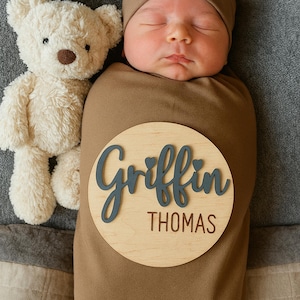 Custom Baby Announcement Sign, Personalized Newborn Footprint Birth Stats Board, Baby Name Reveal Plaque, Hospital Photo Prop Keepsake