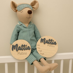 Custom Baby Announcement Sign – Personalized Newborn Footprint Birth Stats Board, Baby Name Reveal Plaque, Hospital Photo Prop Keepsake