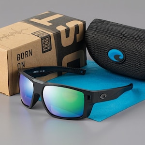 Costa Del Mar Diego Like SUnglasses, Polarized Black/Green Glasses, Wrap Sunglasses Unisex Caseor Box not included