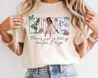 Retro Disney Moana Princess There's Just No Telling Home Fan I'll GO Shirt, I Am Moana Pua Pig and Hei Hei Tee, Magic Kingdom Matching shirt