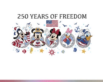 Mickey Mouse 250 Años de Libertad PNG Disney Cruise Diseño de Sublimación Camiseta 1776 2026 Patriótico Náutico 4 de Julio Archivo