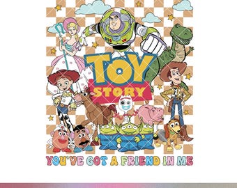 Toy Story PNG Western Retro Checker Board Sublimation Design Buzz Woody Friend In Me Cricut File Instant Download Disney Family Shirt