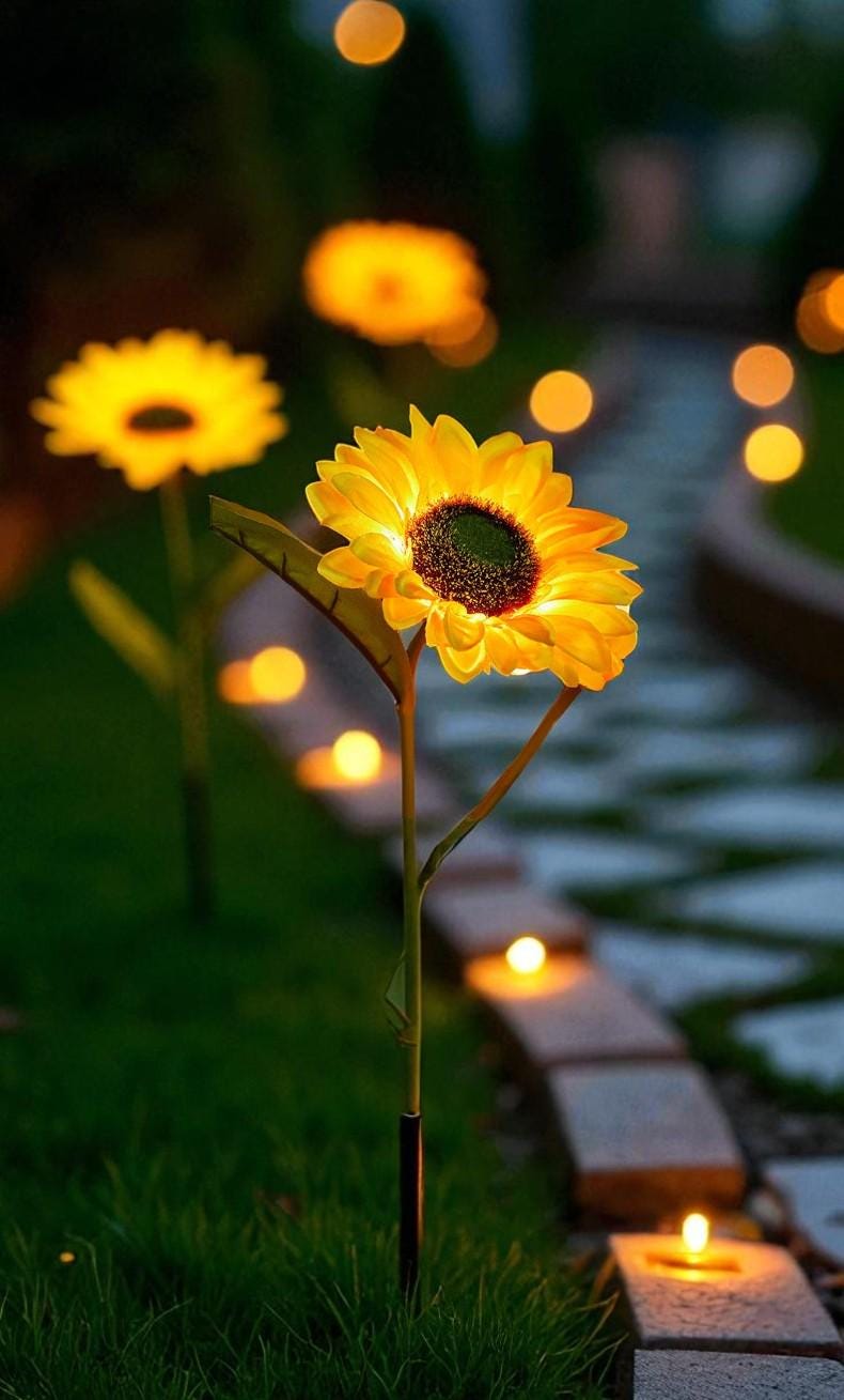 Sunflower Solar Tuinlamp - Weerbestendige LED-zonnelamp, 0,06W, 1,2V, 18x10x10 Cm, Voor Tuin, Oprit, Terras, Balkon En Padverlichting, Eenvoudig Te Plaatsen