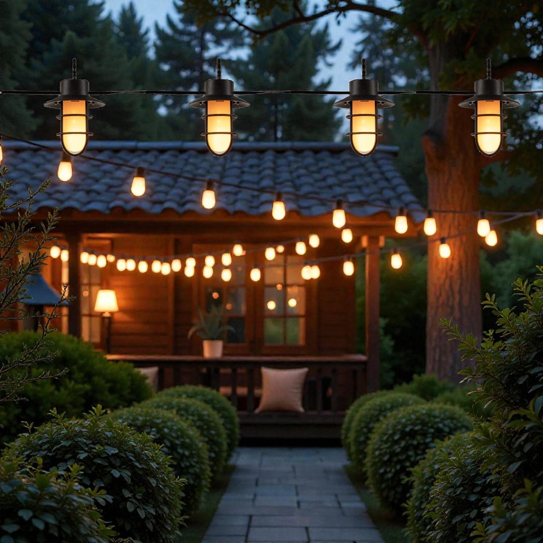 Solar Outdoor Lantern String Lights Vintage Patio Garden Lighting Warm ...
