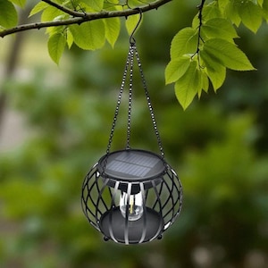Solar Powered Pumpkin Lantern | LED Hanging Garden Light for Lawn Patio Yard |Waterproof Outdoor Decorative Halloween Lamp & Autumn Ornament