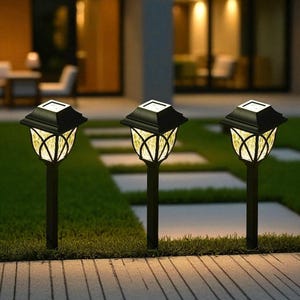 Solar Powered Outdoor Garden Lights Waterproof Decorative Lawn Lamps Single Color LED Pathway Landscape Lighting for Yard Patio