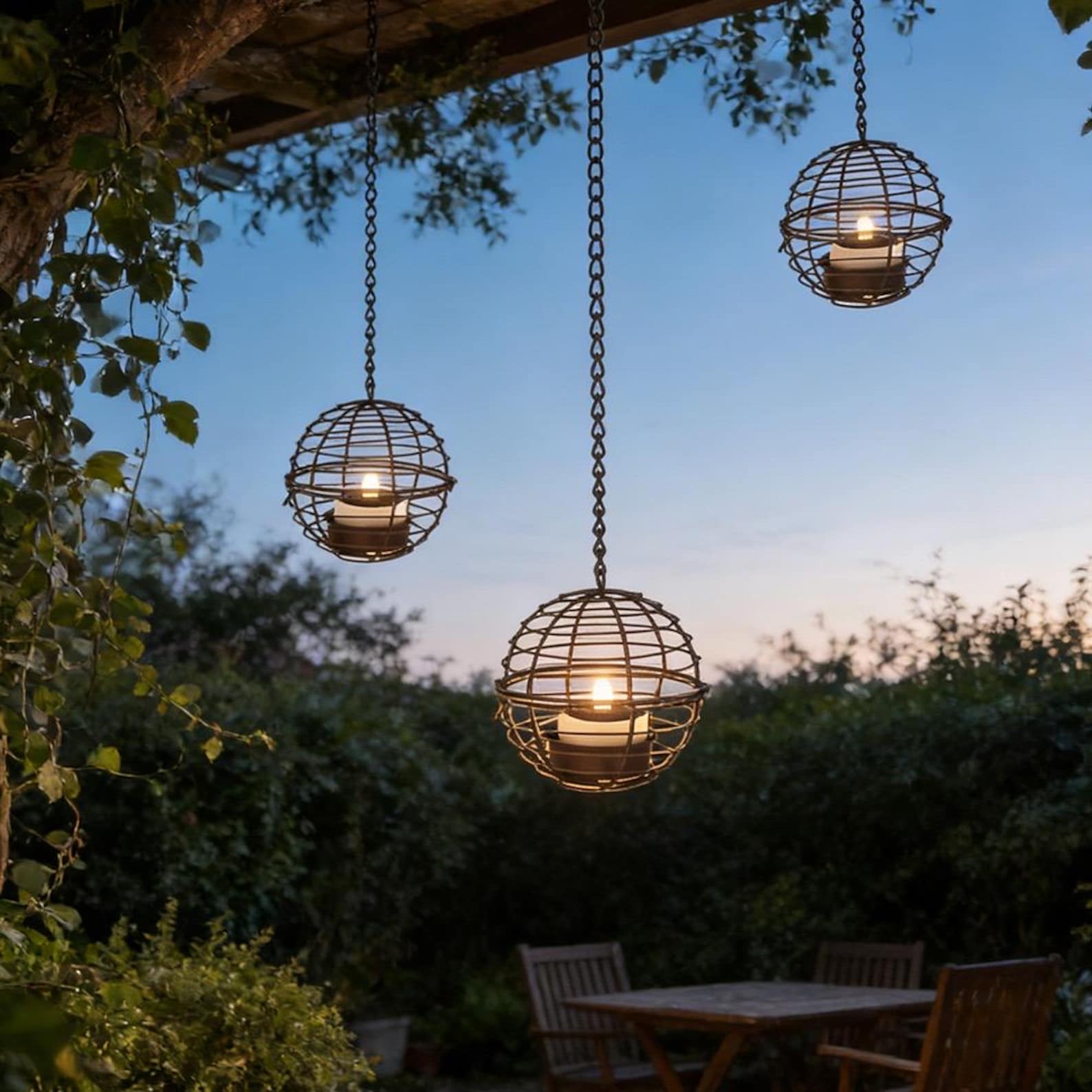 Solar Hanging Lanterns 3-Pack: Waterproof Garden Patio Tree Lights
