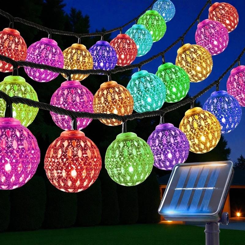 Marokkanische LED-Lichterkette – 3 Meter, 20 Bunte Kugeln Mit Lochmuster, Batteriebetrieben – Magisches Lichtspiel Für Zuhause, Terrasse