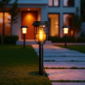 Caged Solar Ground Lights Outdoor Waterproof Garden Pathway Lamps Decorative Tungsten Style Filament Solar Powered Yard Lighting