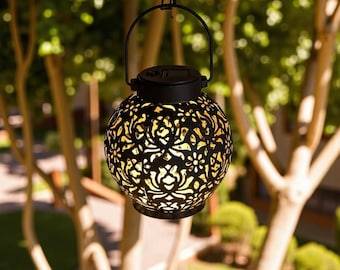 Elegant Bronze Solar Lantern Decorative Metal Outdoor Light for Garden & Patio